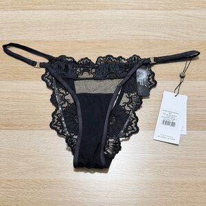 Bluebella Black Lace Open Back Thong - Size Medium - NWT